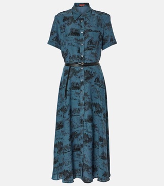 Kiera printed silk midi dress