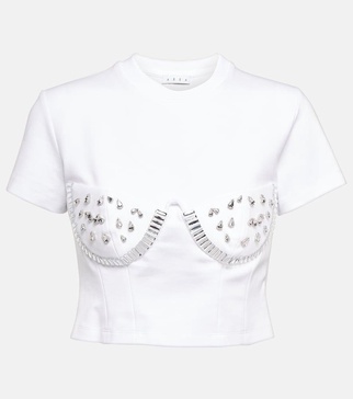 Crystal-embellished jersey T-shirt