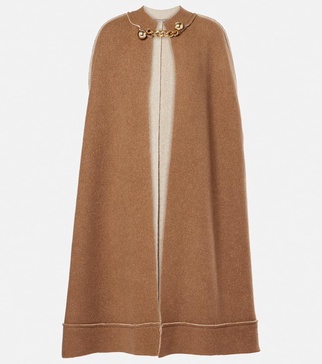 Wool-blend bouclé cape 
