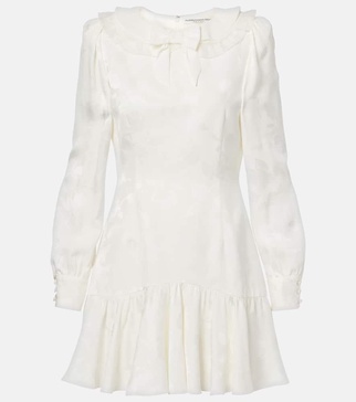 Bow-detail floral jacquard minidress