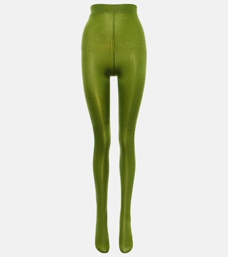 Crystal-embellished jersey tights