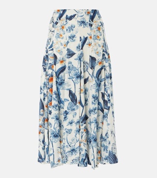 Mimosa floral midi skirt