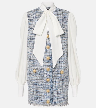 Cotton-blend tweed minidress