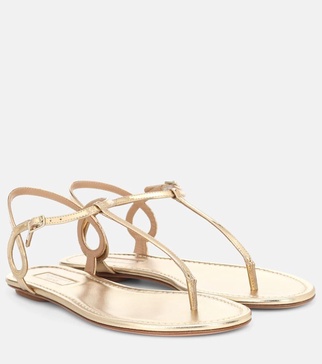 Almost Bare metallic leather sandals