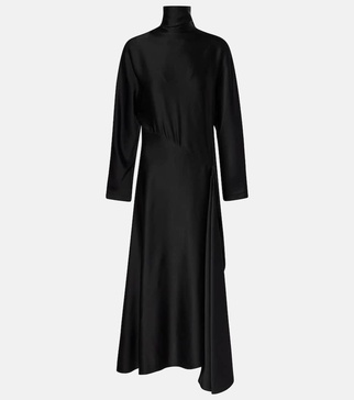 Asymmetric satin midi dress