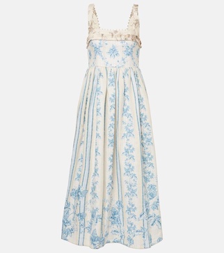 Barbara floral linen midi dress