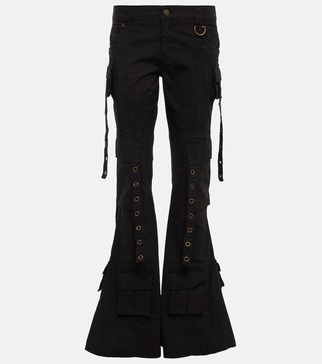 Embellished low-rise flared jeans