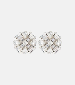 Flower crystal-embellished earrings