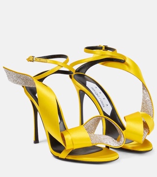 x Sergio Rossi Marquise embellished satin sandals
