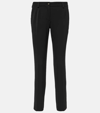 Low-rise wool-blend slim pants