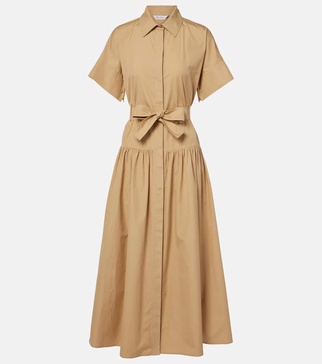 Agoraio pleated cotton shirt dress