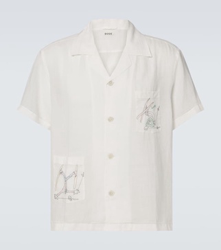Skiers linen bowling shirt