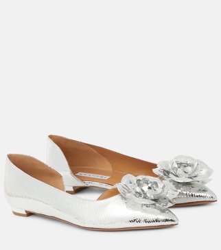 Paris Rose mirrored leather ballet flats