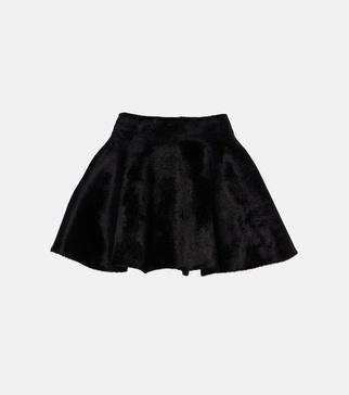 Flared wool-blend miniskirt