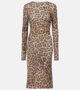 Leopard-print midi dress