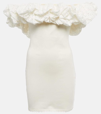 Off-shoulder ruffle-trimmed minidress