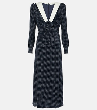 Bow-detail silk midi dress