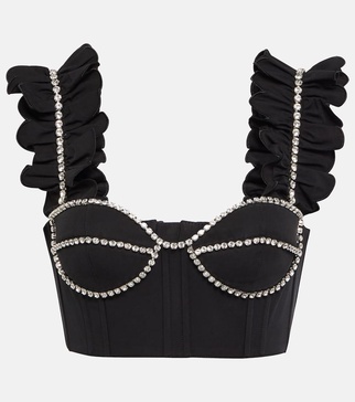 Embellished cotton bustier top