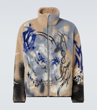 Teddy jacquard fleece zip-up jacket