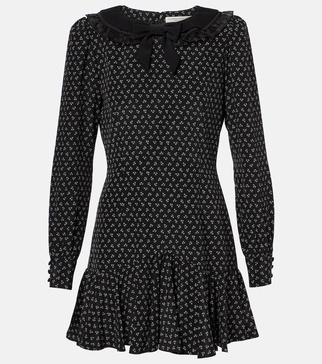 Floral printed silk minidress