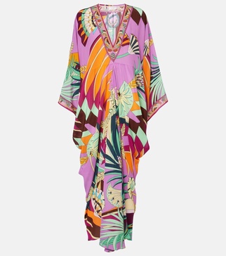 Printed silk kaftan