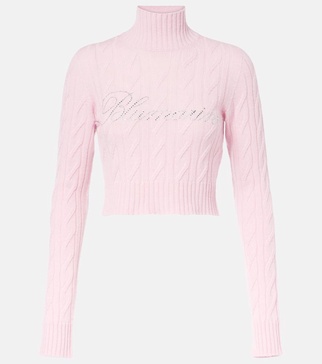 Logo cropped wool and cashmere sweater