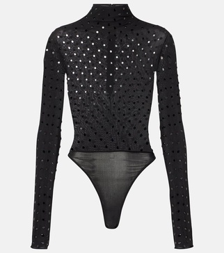 Embellished jersey bodysuit