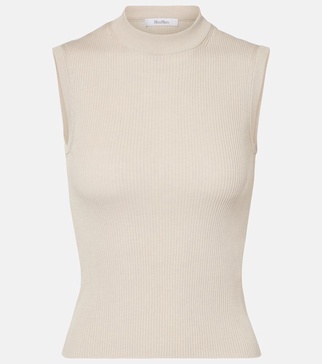 Striped cotton and silk top