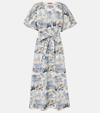 Paulina printed cotton-blend midi dress