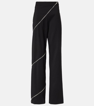Spiral cotton wide-leg pants