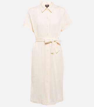 Ribbed-knit cotton midi dress