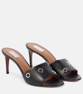 Oeillets embellished leather sandals