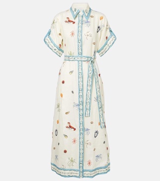 Sandy embroidered linen shirt dress