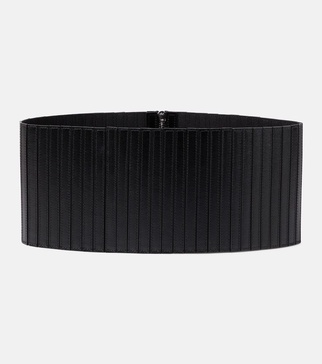 Striped corset leather belt