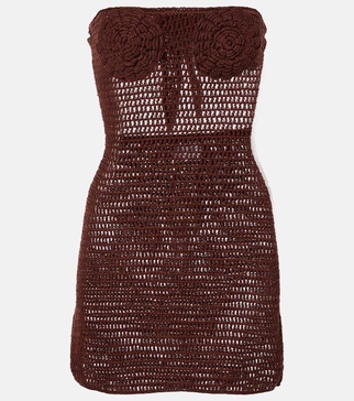 Floral crochet cotton bustier dress