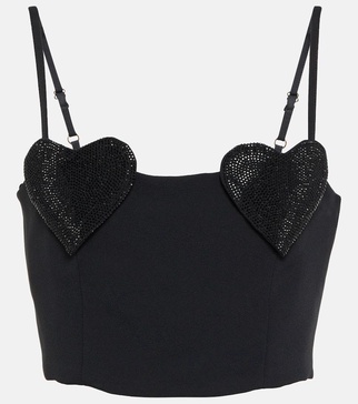 Crystal-embellished cropped top