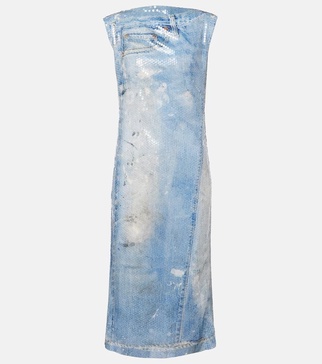 Sequined printed midi dress