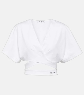 Logo cotton jersey crop top