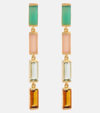 Deco Maxi embellished 9kt gold drop earrings