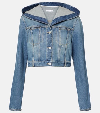 Cropped hooded denim jacket