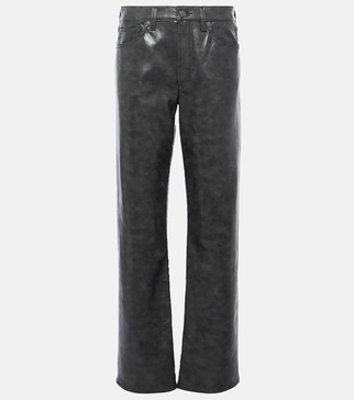 Sloane mid-rise leather straight pants