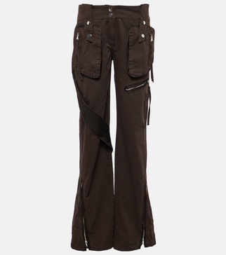 Low-rise denim cargo pants