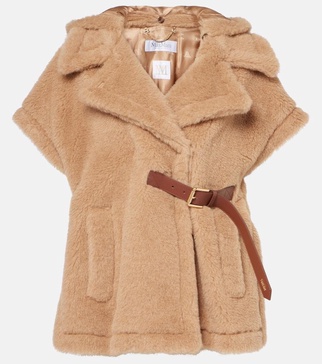 Belted wool, cashmere, and silk cape