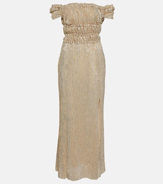 Embellished silk gown