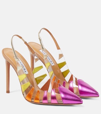 Hot Rumor leather and PVC 105 slingback pumps