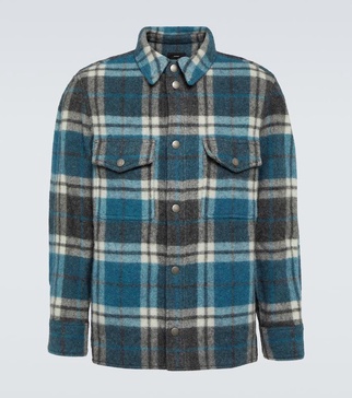 Checked wool and alpaca shirt jacket