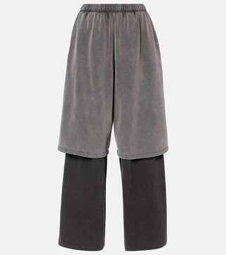 Layered cotton fleece sweatpants
