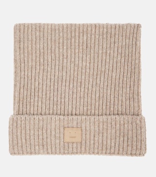 Face ribbed-knit wool-blend beanie