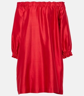 Lepre off-shoulder silk and cotton minidress