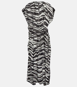 Zebra-print cotton maxi dress